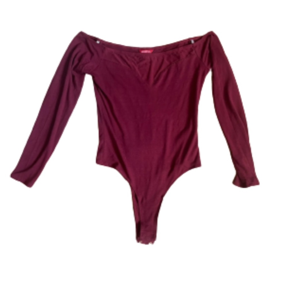 GUESS Burgundy Off the shoulder bodysuit size medium